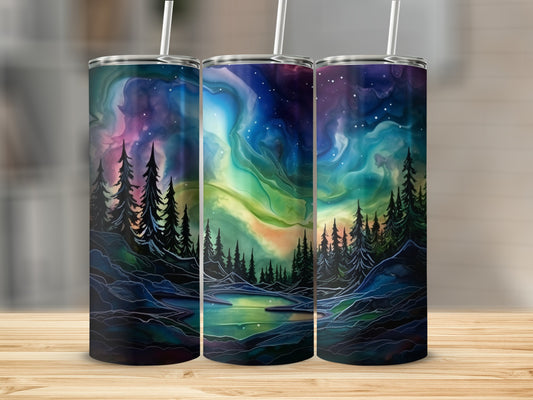 Northern Lights Landscape Insulated Tumbler Cup