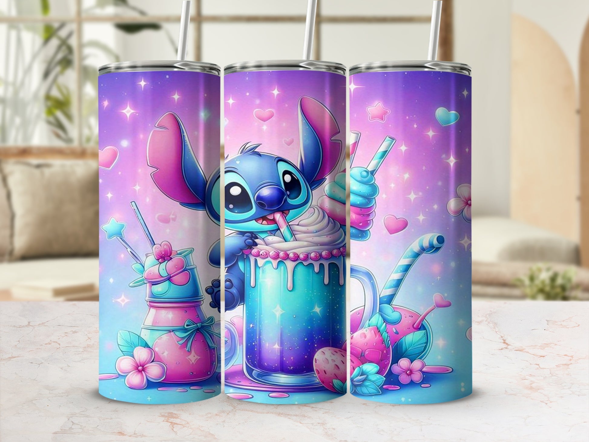 Cute Cartoon Alien Drinking Milkshake Tumbler Design