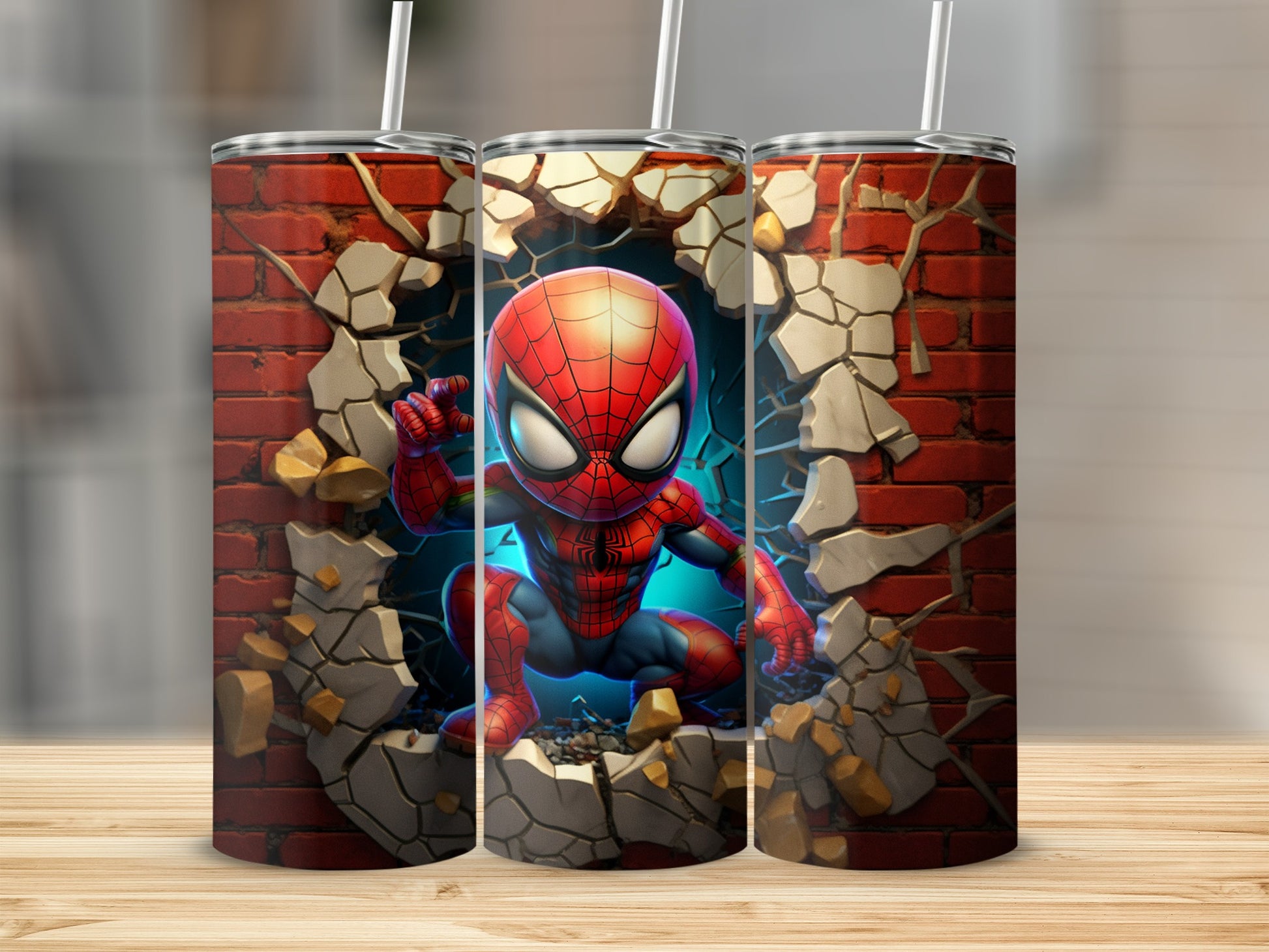 Spider Superhero Breaking Through Wall Tumbler