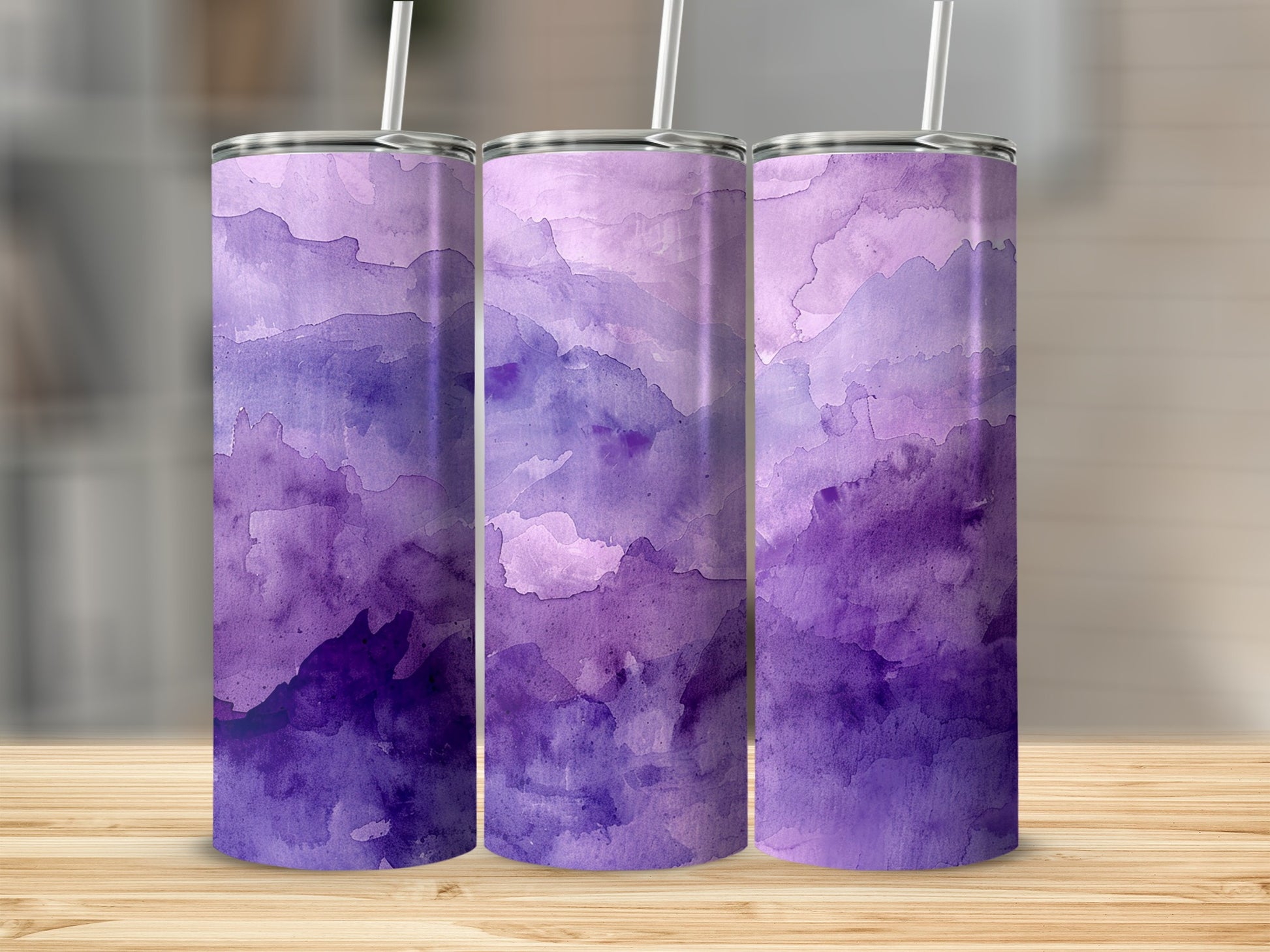 Purple Watercolor Mountain Design Tumbler Drinkware