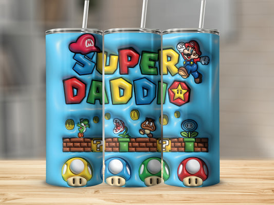 Super Daddy Mario Themed Tumbler Cup for Fans