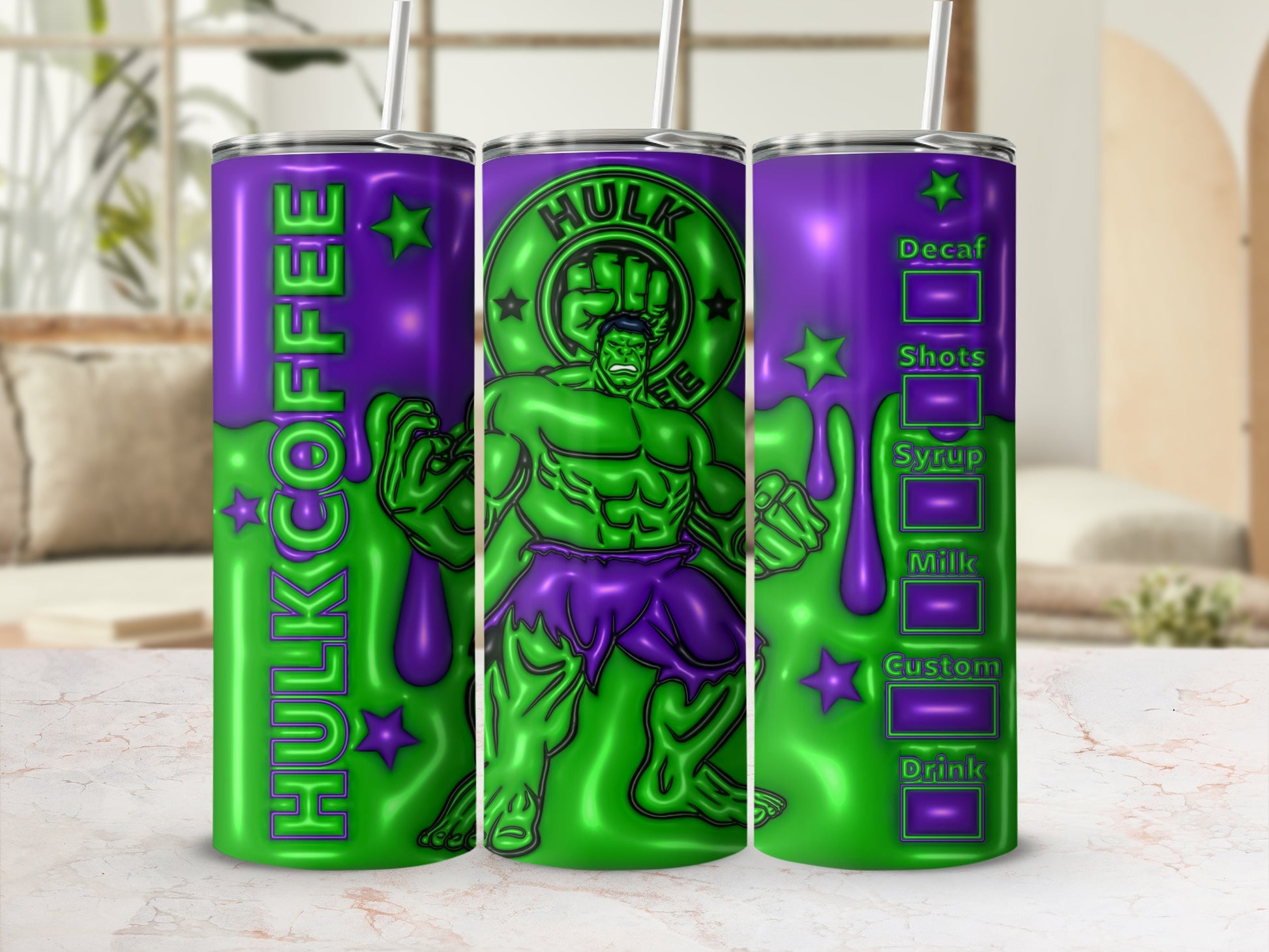 Hulk Coffee Tumbler with Superhero Design