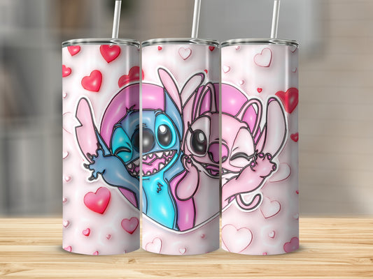 Stitch and Angel Heart Valentine's Day Tumbler Design