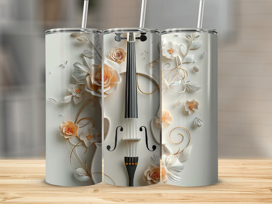 Three tumblers with a floral violin design.