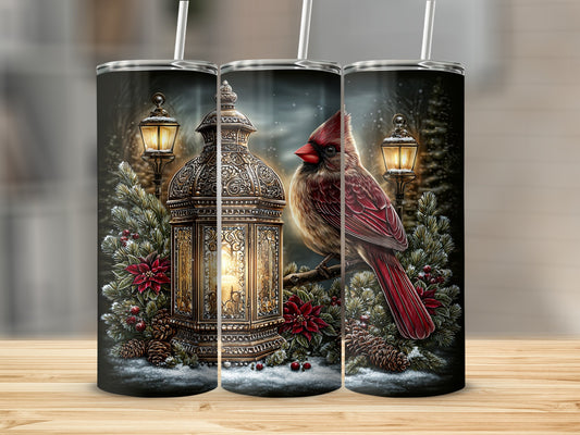 Cardinal and Lantern Festive Art Decorative Tumbler