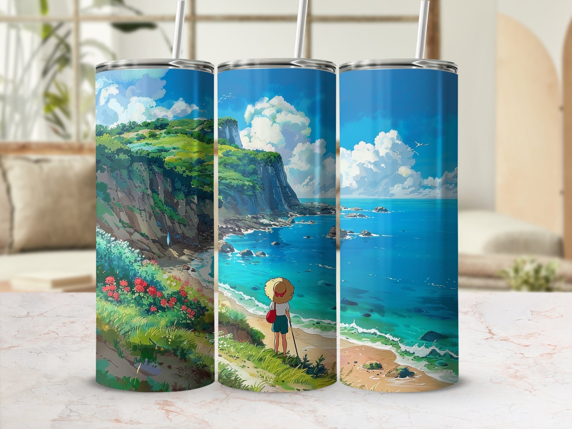 Anime Coastal Cliffs Ocean Person Straw Hat Tumbler product type

Anime Art, Coastal Scene, Ocean View, Cliff Landscape, Blue Sky Clouds, Green Hills, Red Flowers, Sandy Beach, Rocky Shore, Straw Hat Traveler, Nature Inspired, Scenic Beauty, Summer Vibes, Ghibli Style, Adventure Theme, Tumbler Design, Drinkware Art, Unique Gift, Seascape Illustration, Cliffside Path