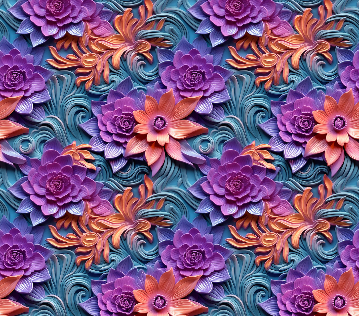 Colorful Paper flower tumbler purple, red, and blue
