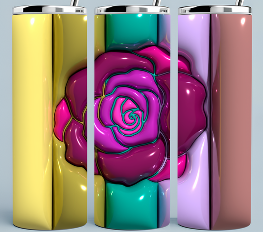 Rose inflated 3d tumbler