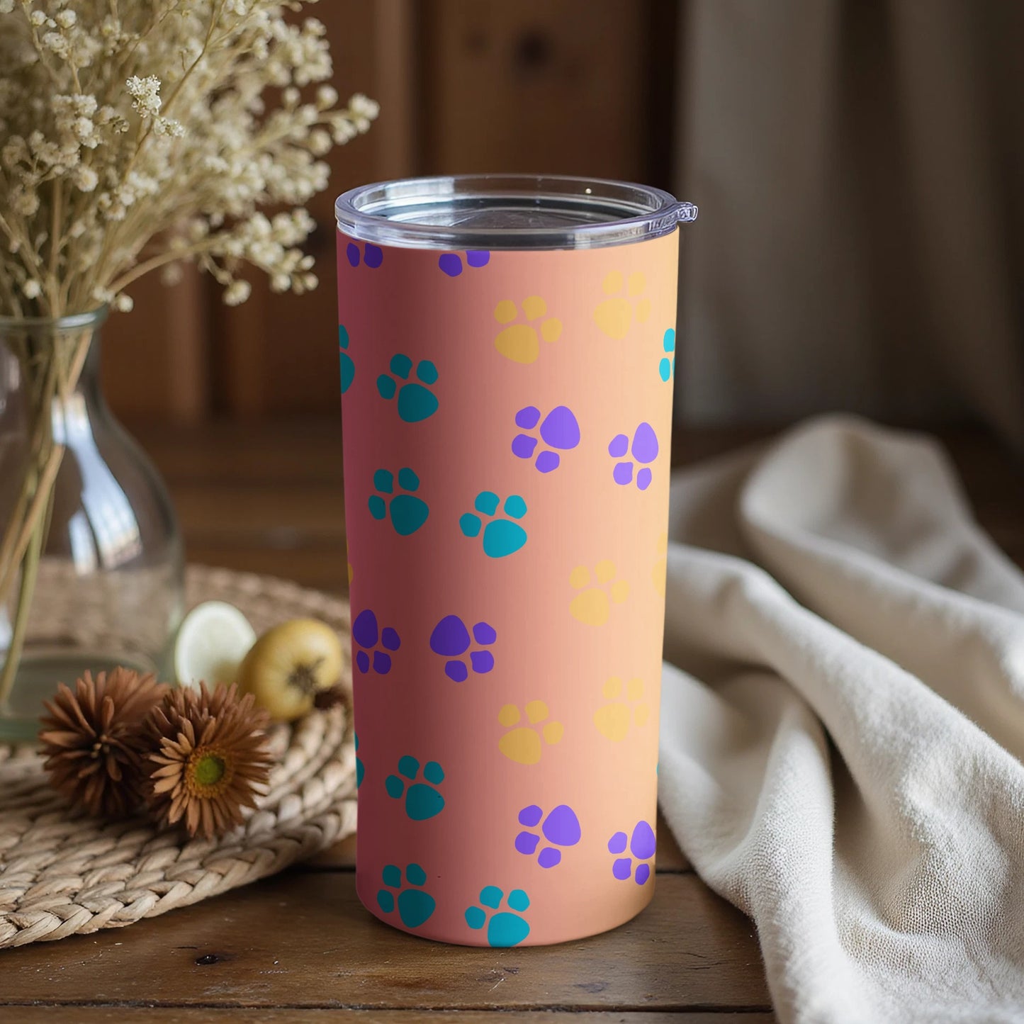 Colorful Paws Print Tumbler for Beverages