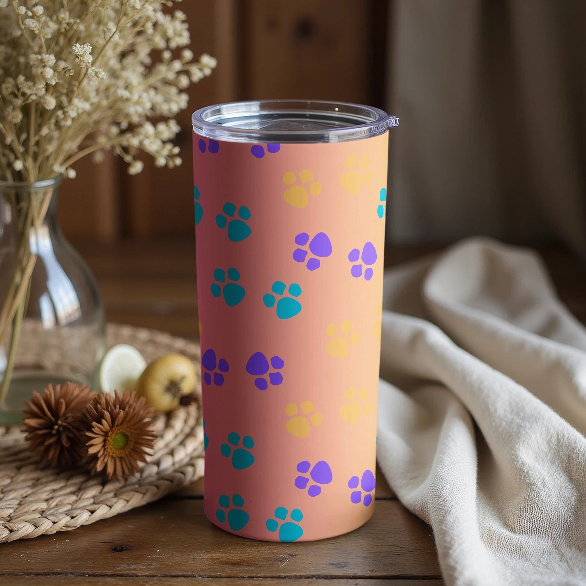 Colorful Paws Print Tumbler for Beverages