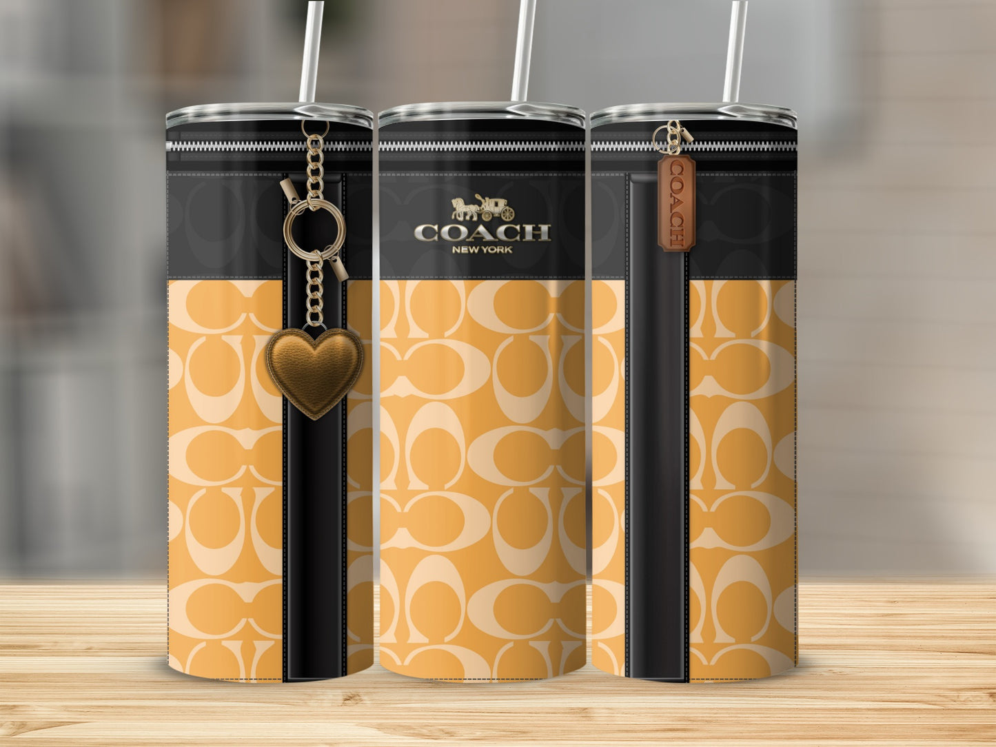Stylish Coach New York Branded Tumbler Cup with Straw