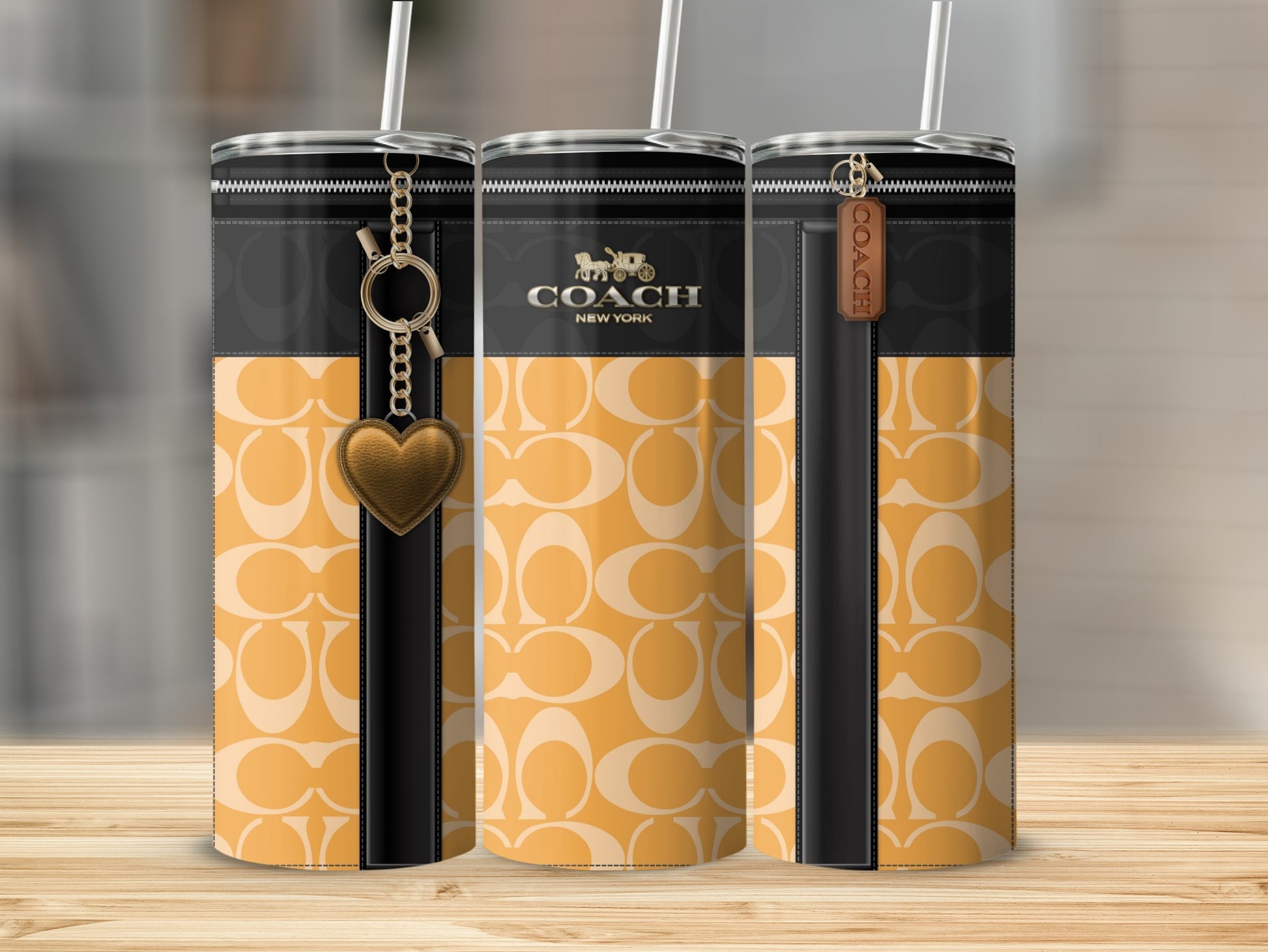 Stylish Coach New York Branded Tumbler Cup with Straw
