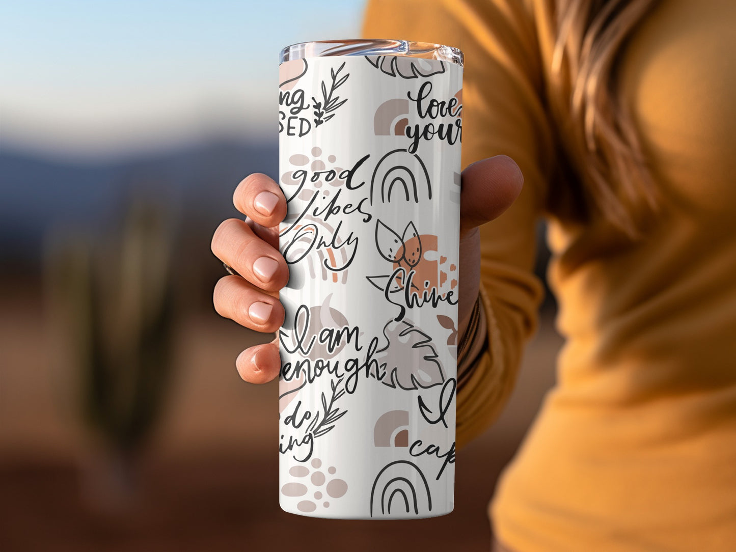 Inspirational Quotes and Patterns Travel Tumbler