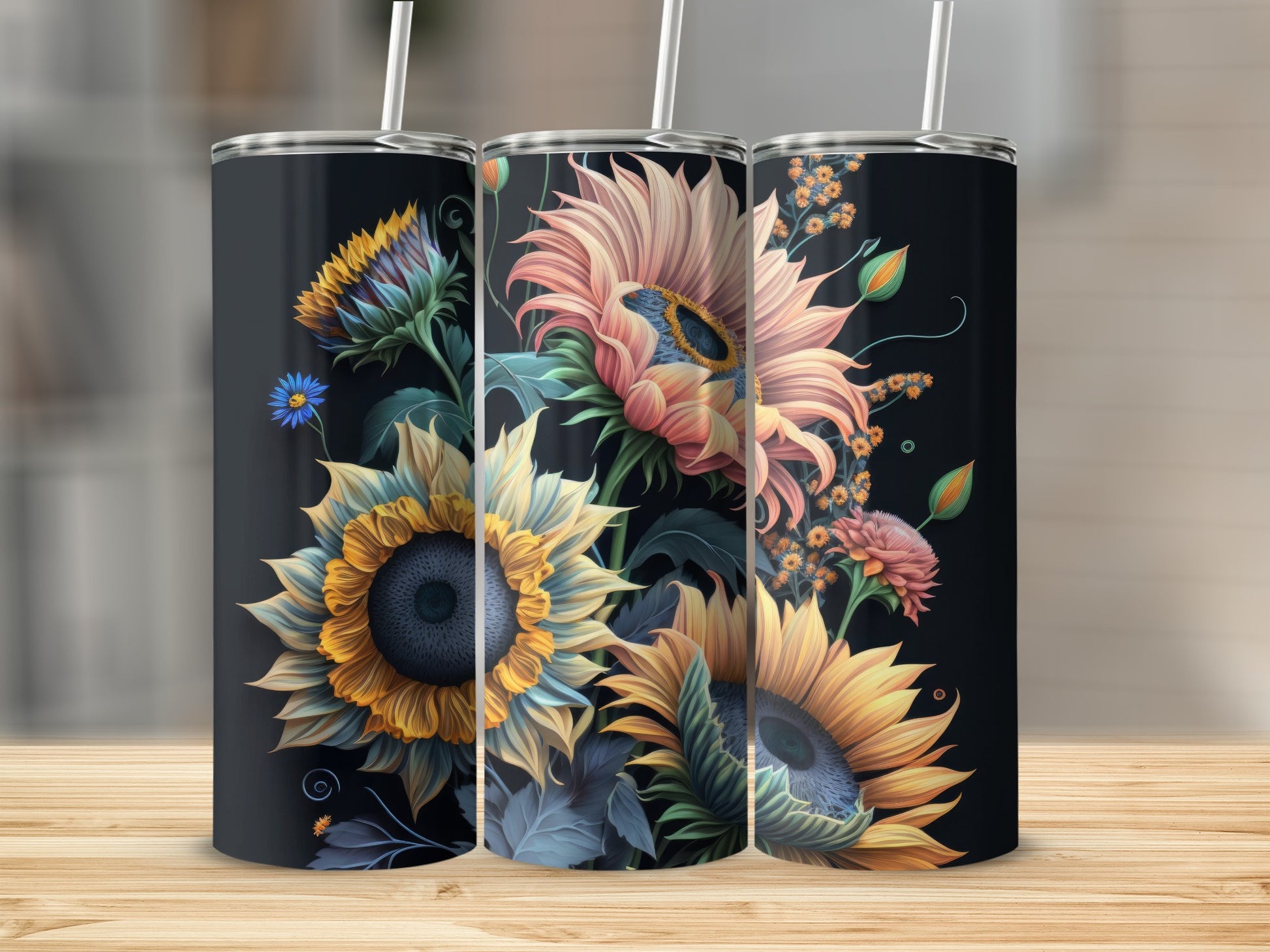 Colorful Floral Design Tall Slim Tumbler Product