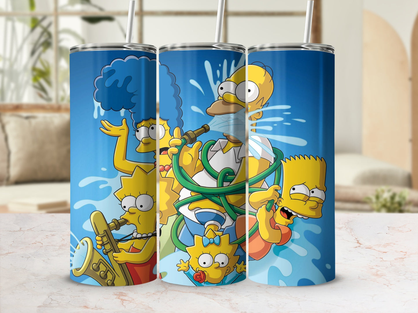 Colorful cartoon characters themed tumbler set