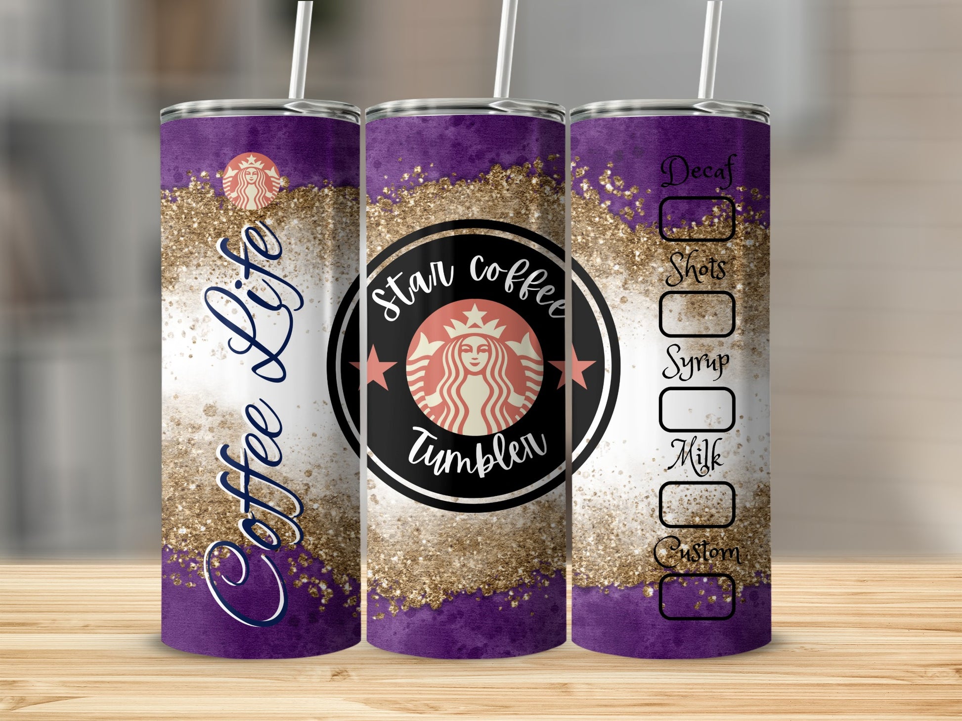 Star Coffee Tumbler with Coffee Life Design