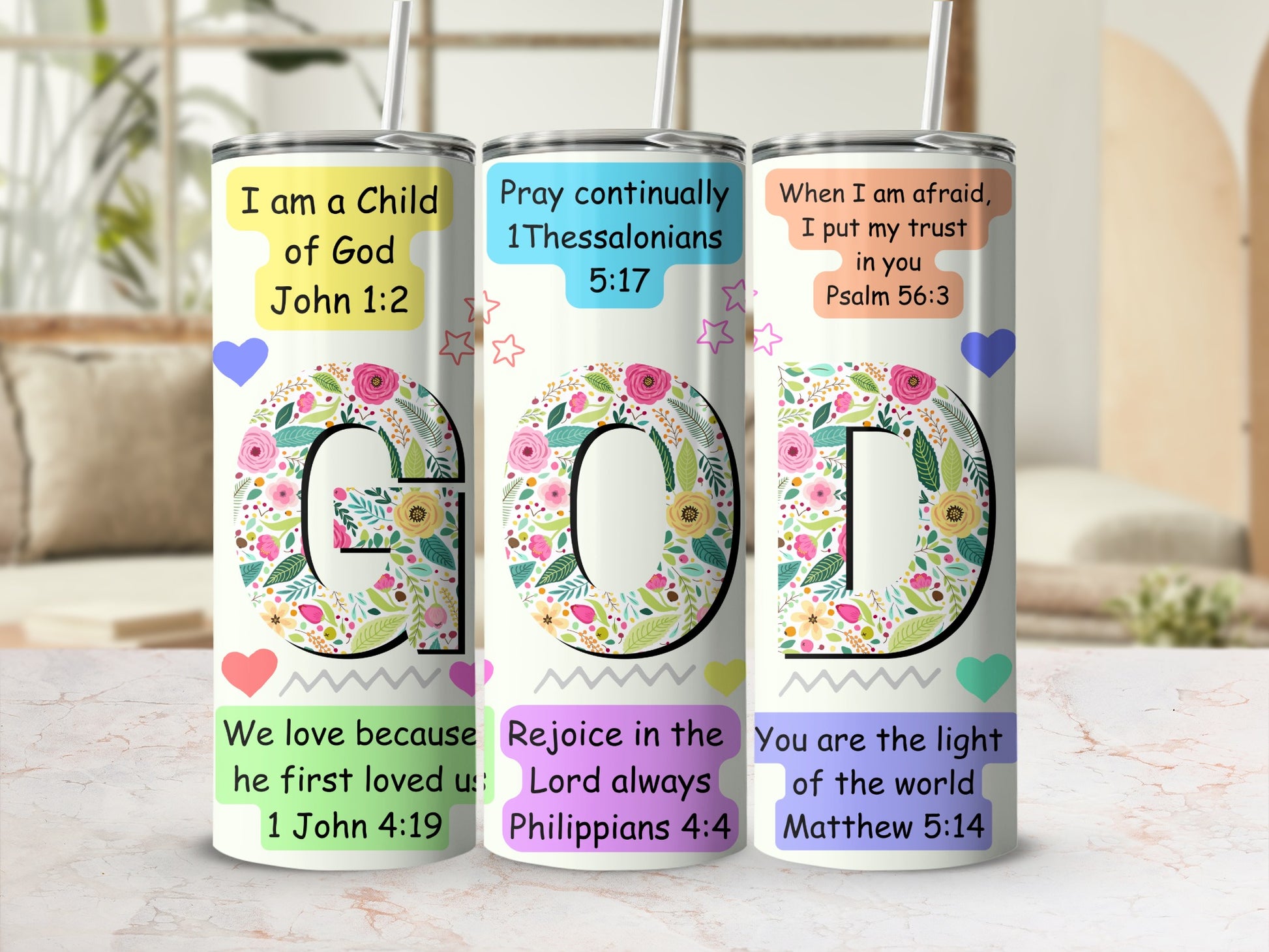 Christian Inspirational Quotes Stainless Steel Tumblers