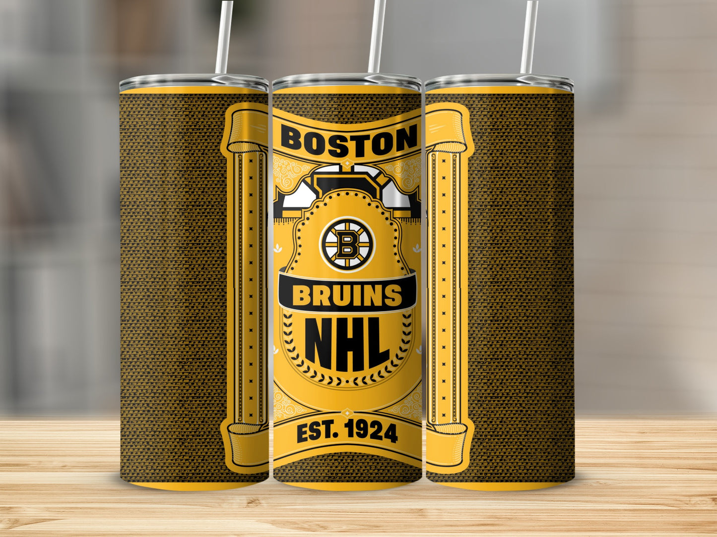 Boston Bruins NHL EST 1924 Label Design Art Tumblers
