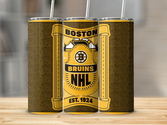Boston Bruins NHL EST 1924 Label Design Art Tumblers
