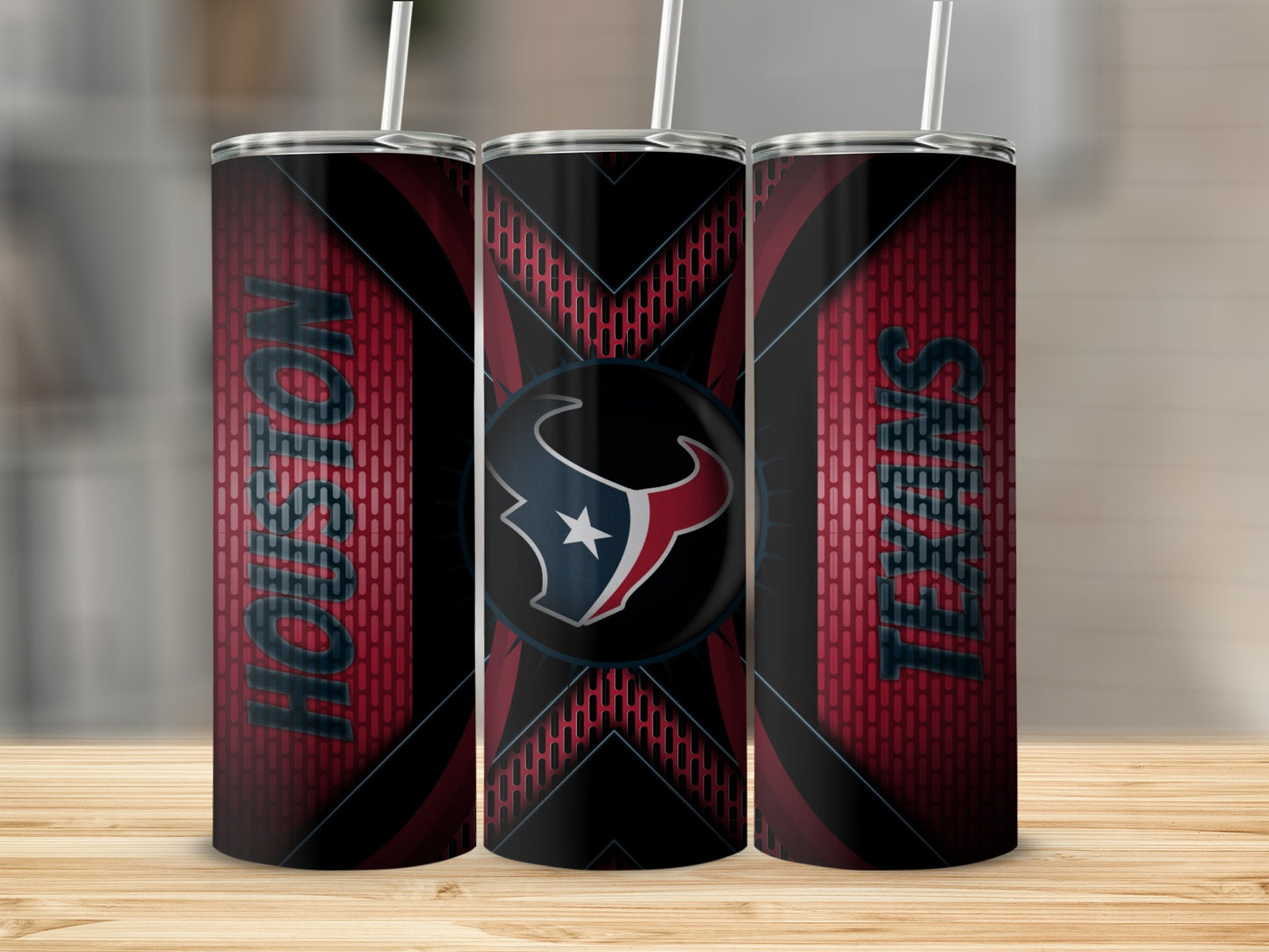 Houston Texans Red Black Background Textured Tumblers