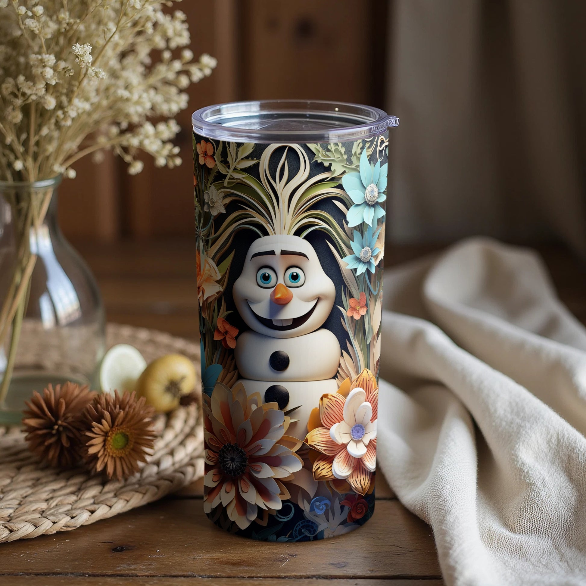 Floral Cartoon Character Tumbler for Beverages