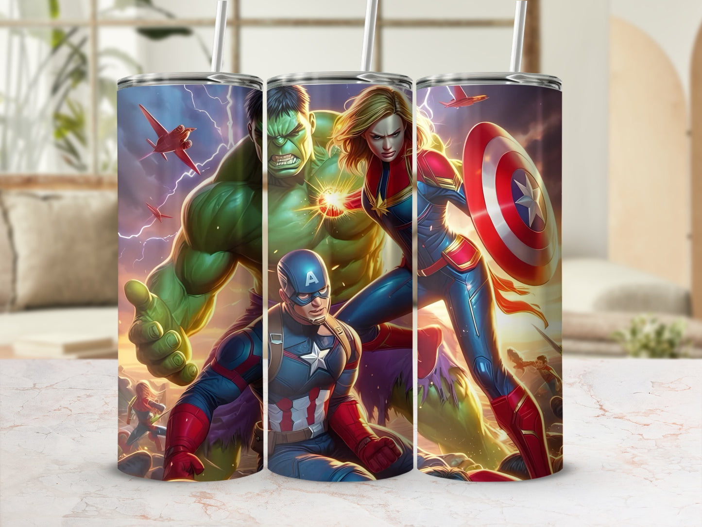 Marvel Superhero Collection Travel Tumbler Cups Set of 3