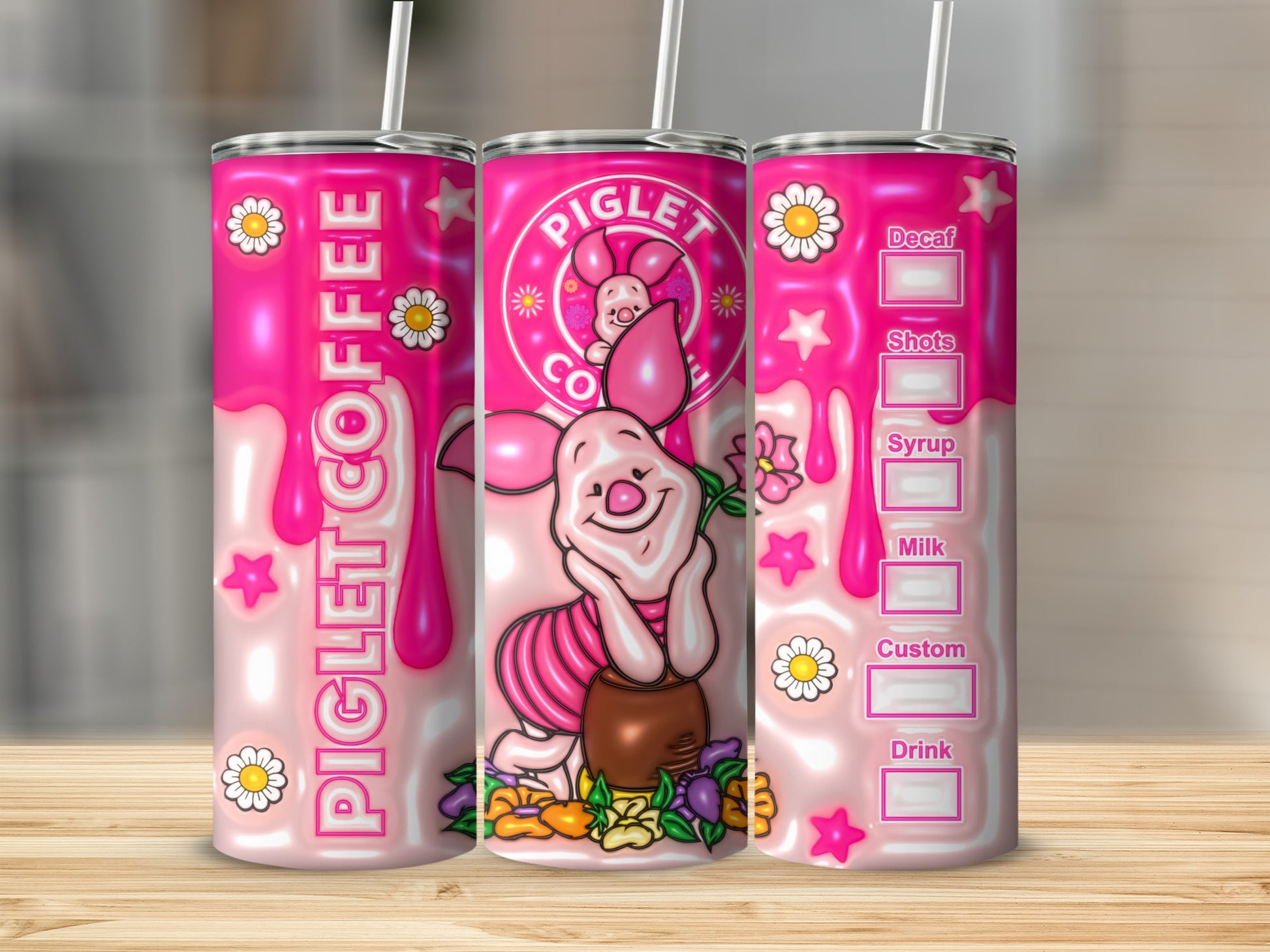 Colorful Piglet Coffee Design Customizable Tumbler