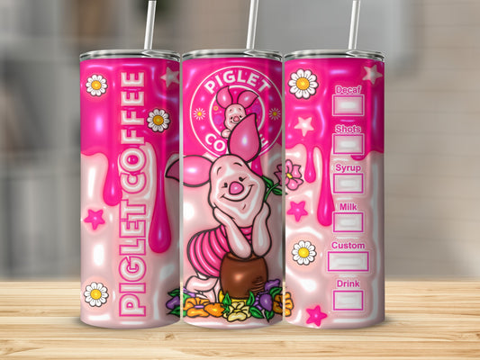 Colorful Piglet Coffee Design Customizable Tumbler