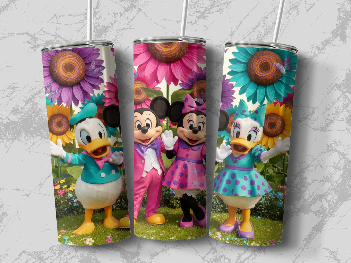 Colorful Cartoon Character Floral Tumbler Collection