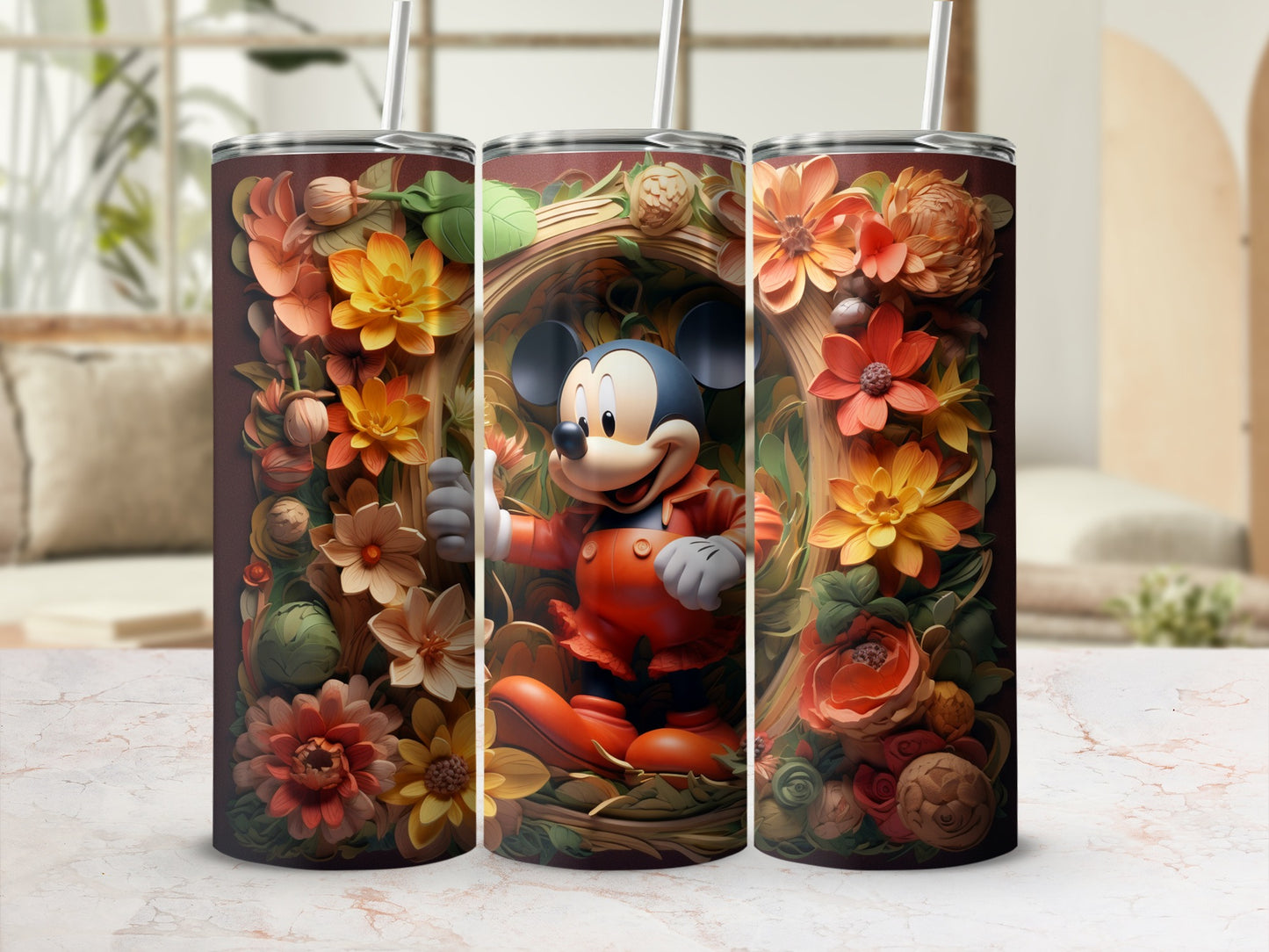 Disney Character with Floral Design Tumbler Product