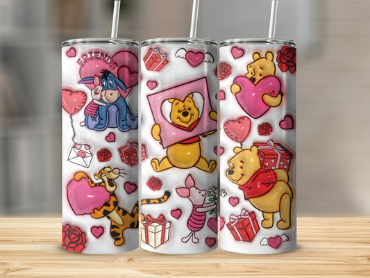 Valentine's Day Cartoon Characters Heart Pattern Tumbler
