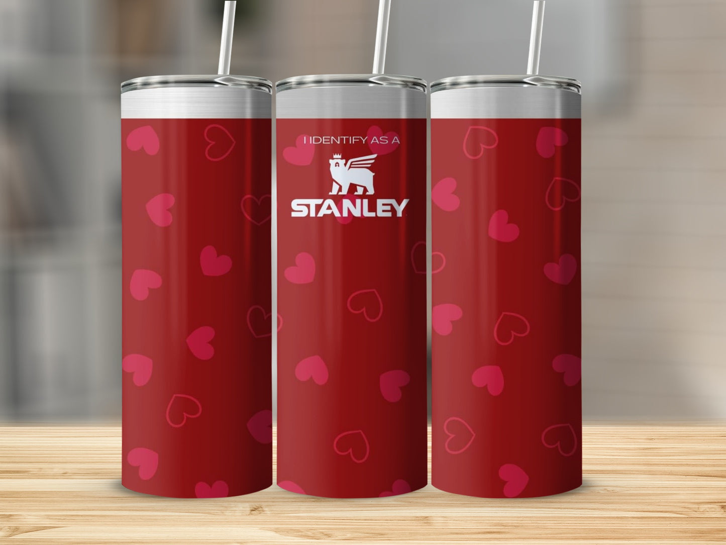 Red Heart Patterned Stanley Tumbler