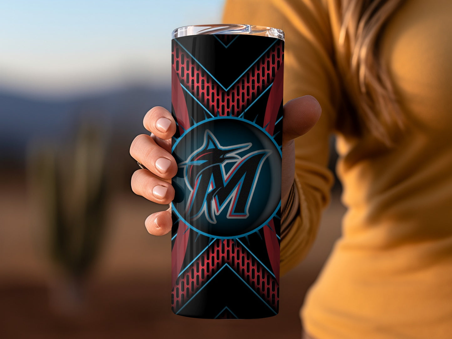 Miami Marlins Logo Abstract Design Sports Theme Tumblers