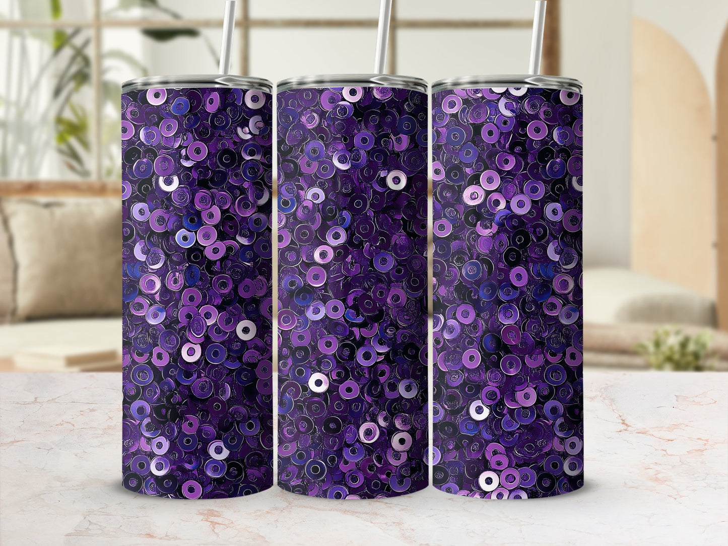 Dazzling Purple Donut Pattern Aesthetic Design Tumblers