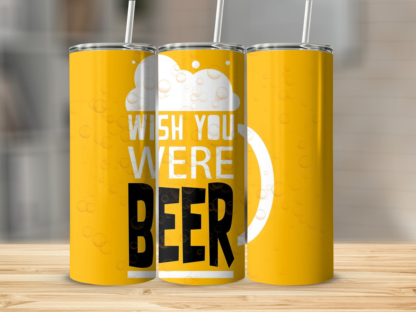 Wish You Were Beer Tumbler with Bubble Design