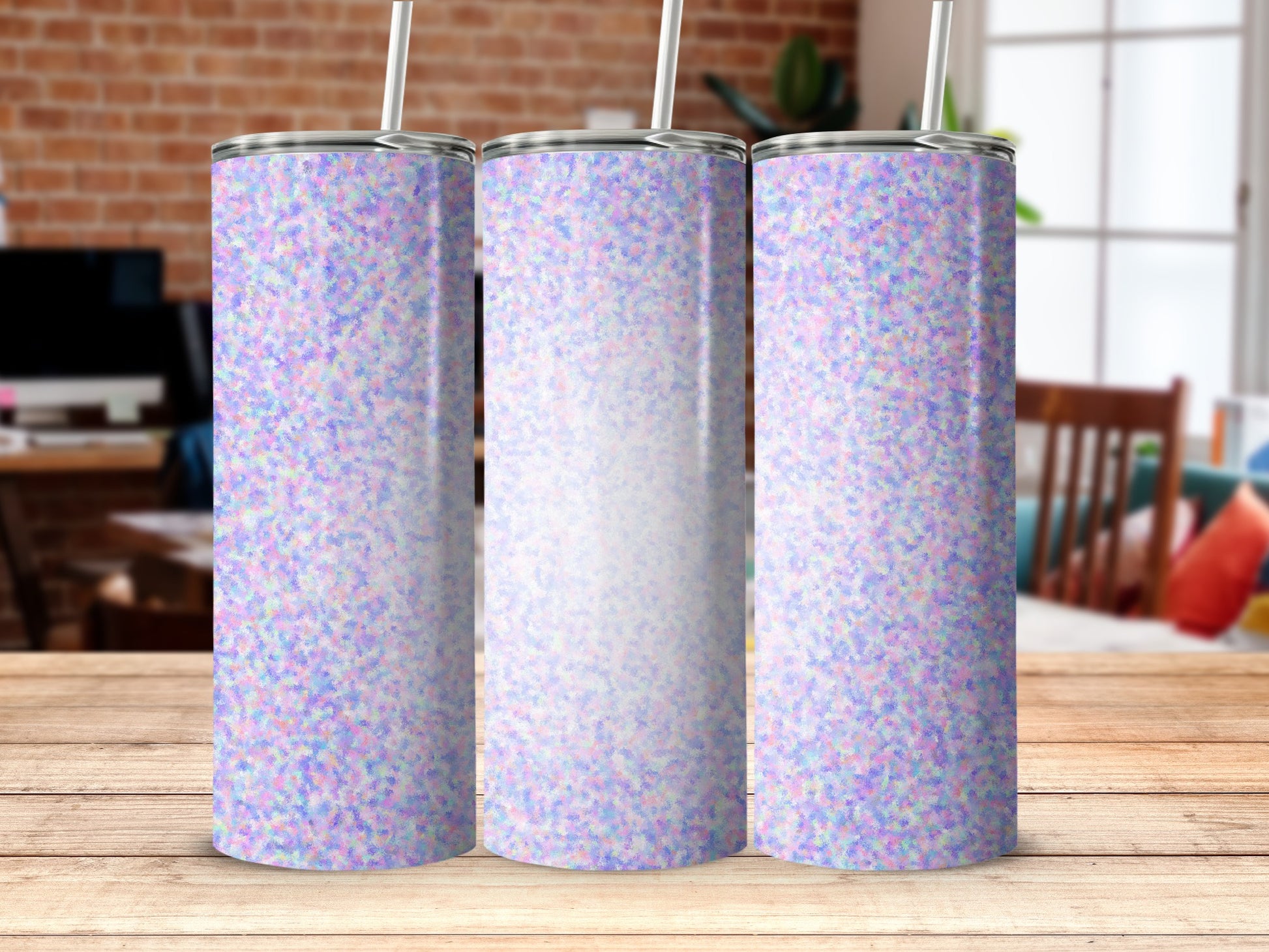 Iridescent Multicolored Glitter Drink Tumbler