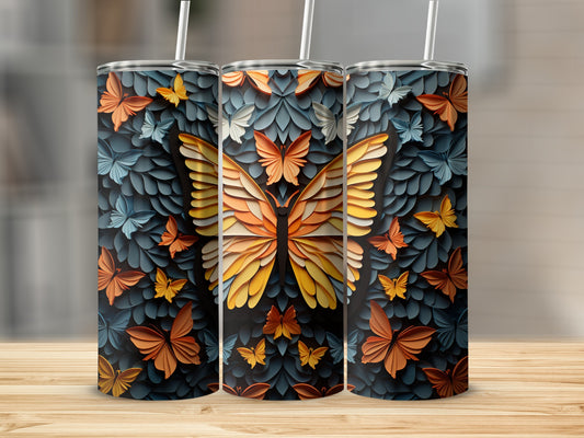 Orange Yellow Blue Butterfly Design Tumbler product type
Butterfly, Butterflies, Orange Butterfly, Yellow Butterfly, Blue Butterfly, Layered design, 3D look, Artistic pattern, Vibrant colors, Nature inspired, Insect pattern, Gradient hues, Textured effect, Modern art, Decorative motif, Dynamic pattern, Digital art, Abstract flora, Intricate details, Whimsical pattern