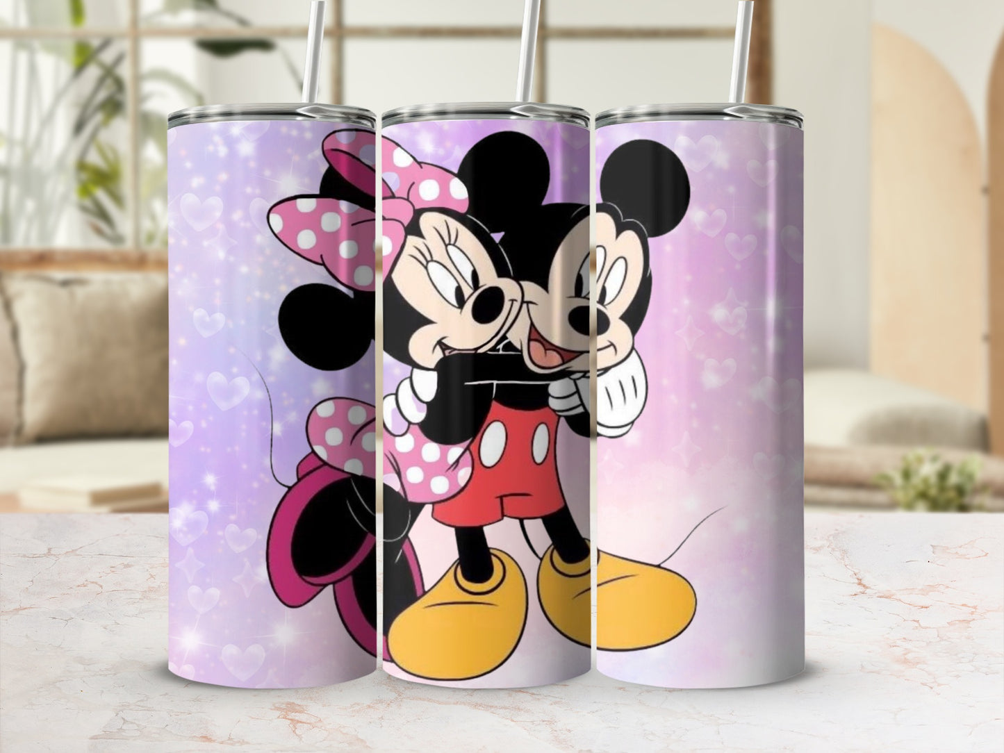 Cute Cartoon Character Couple Design Tumbler Flask