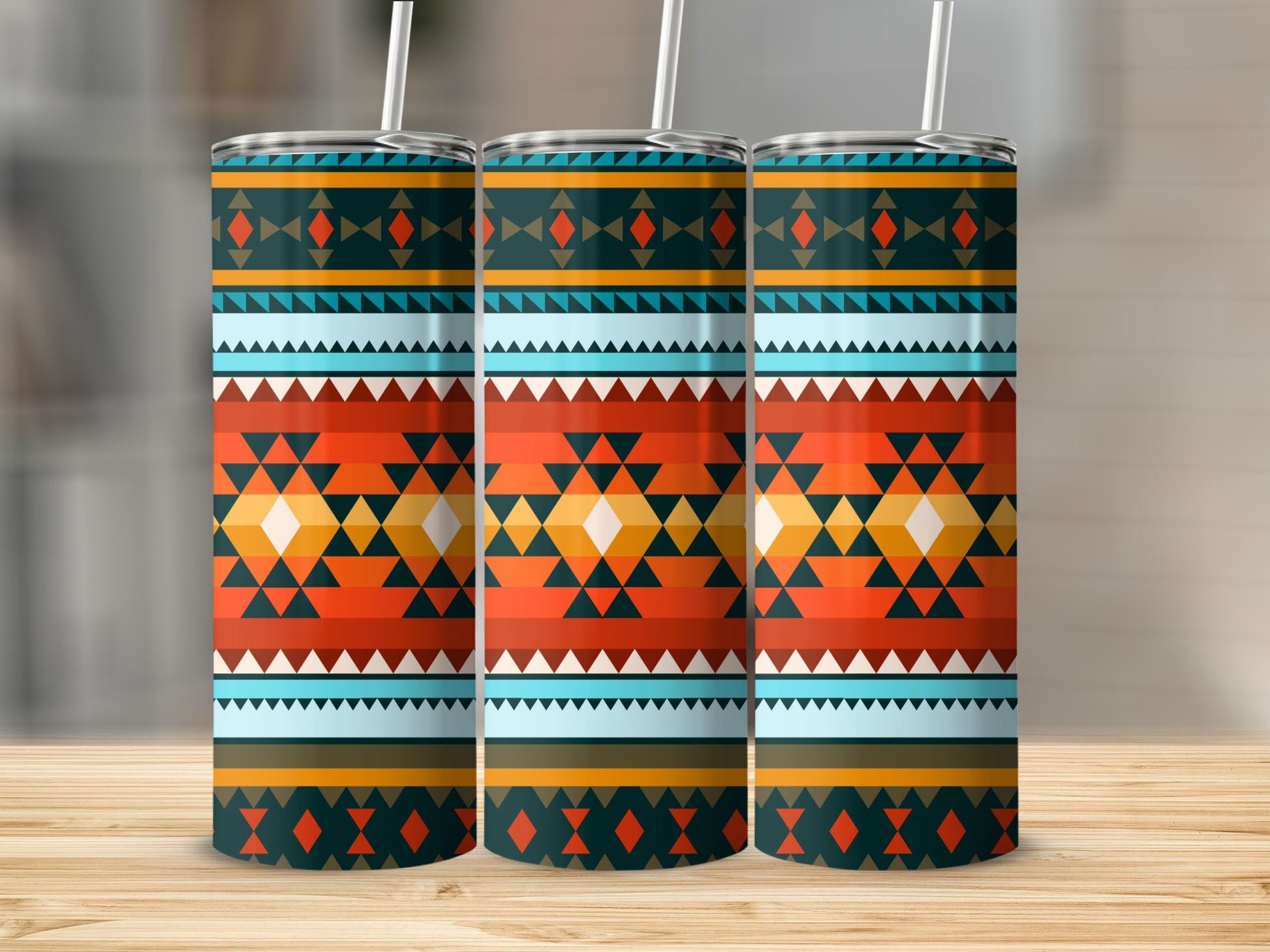 Colorful Geometric Pattern Insulated Tumbler