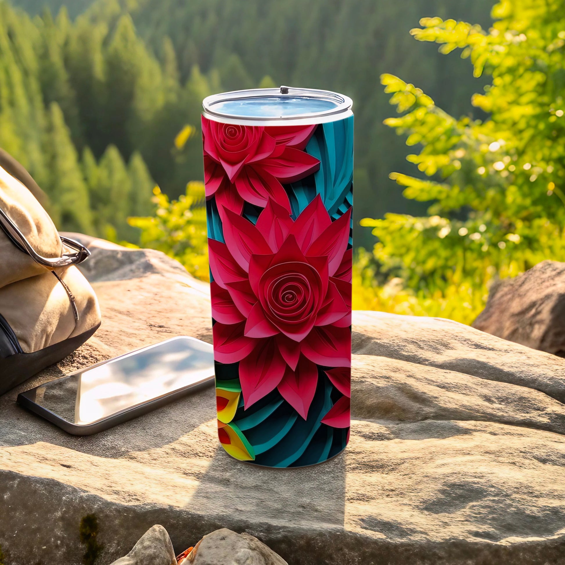 Vibrant Floral Travel Tumbler for Outdoor Adventures