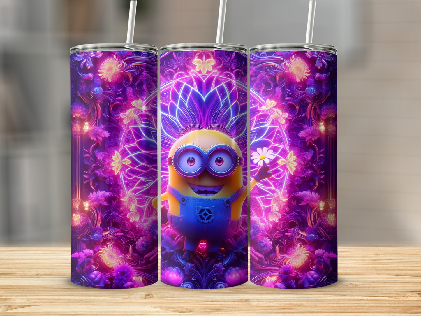 Vibrant Minion Flower Mandala Tumbler Perfect for Drinks