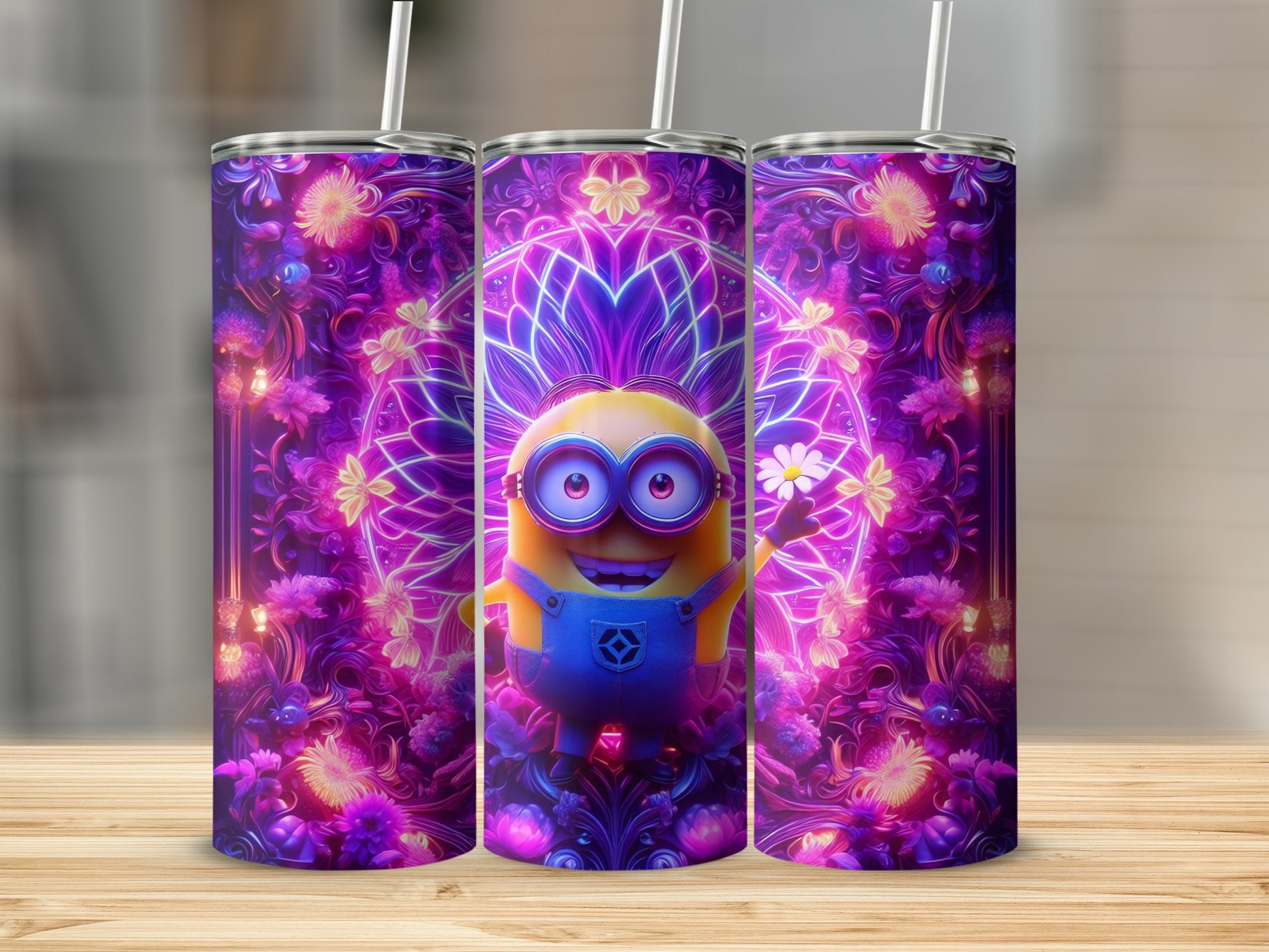 Vibrant Minion Flower Mandala Tumbler Perfect for Drinks