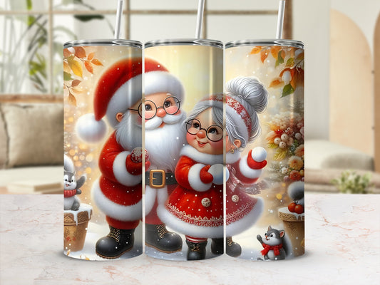 Santa and Mrs Claus Christmas Family Tumbler Cup