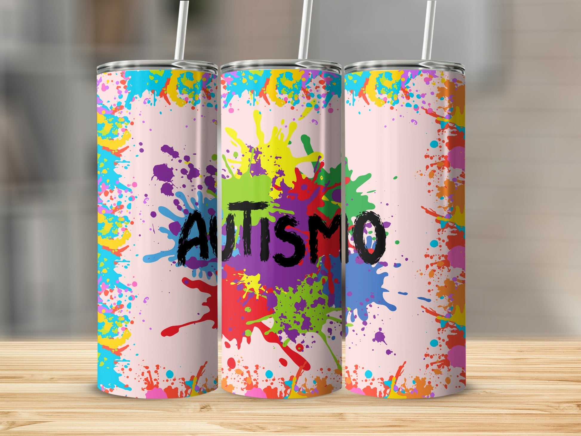 Splatter Paint Autismo Design Beverage Tumbler
