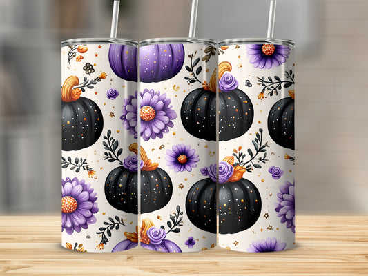 Halloween and Floral Themed Tumbler for Festive Vibes