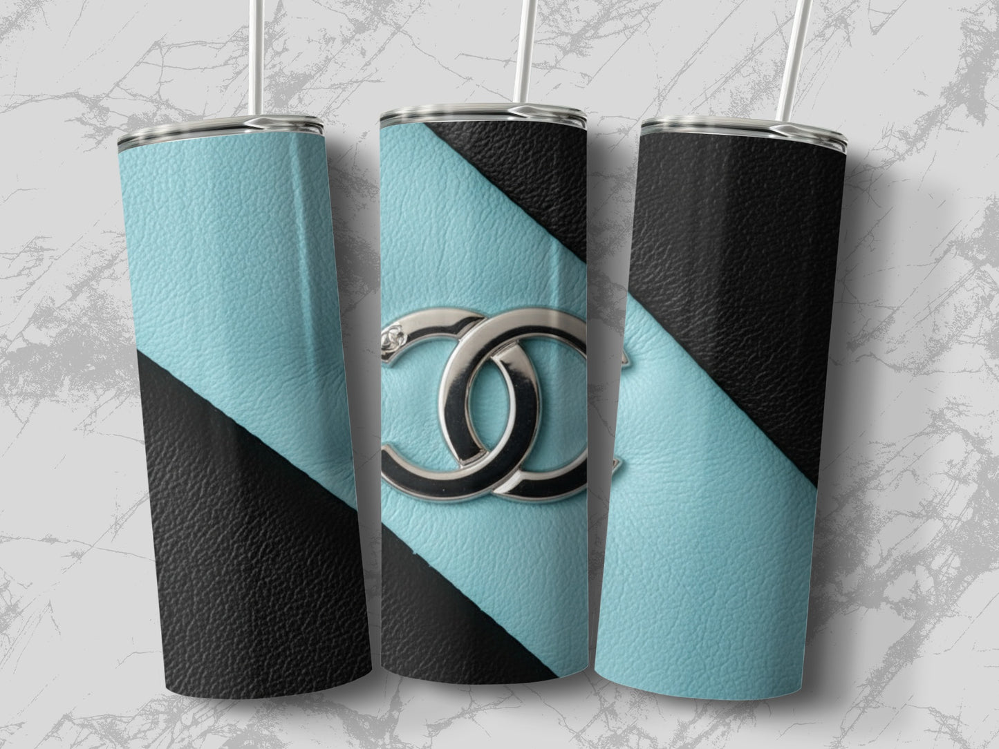 Stylish Teal and Black Patterned Tumbler for Drinks