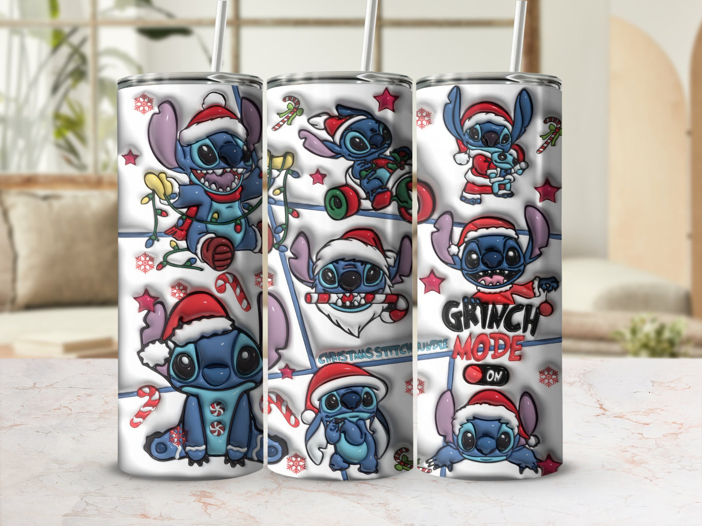 Christmas Stitch Grinch Mode ON Holiday Tumbler