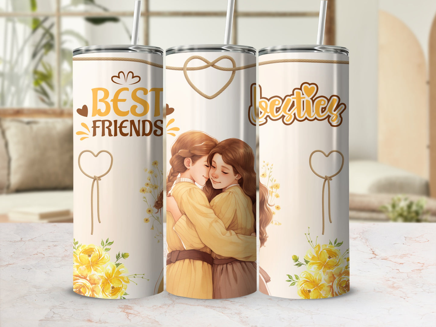 Best Friends and Besties Floral Tumbler Set
