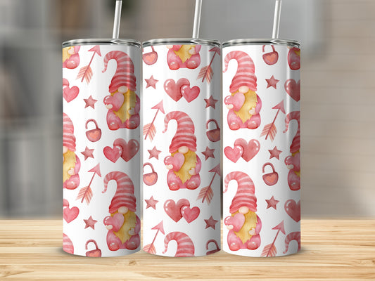 Cute Gnome Hearts Stars Patterned Tumbler