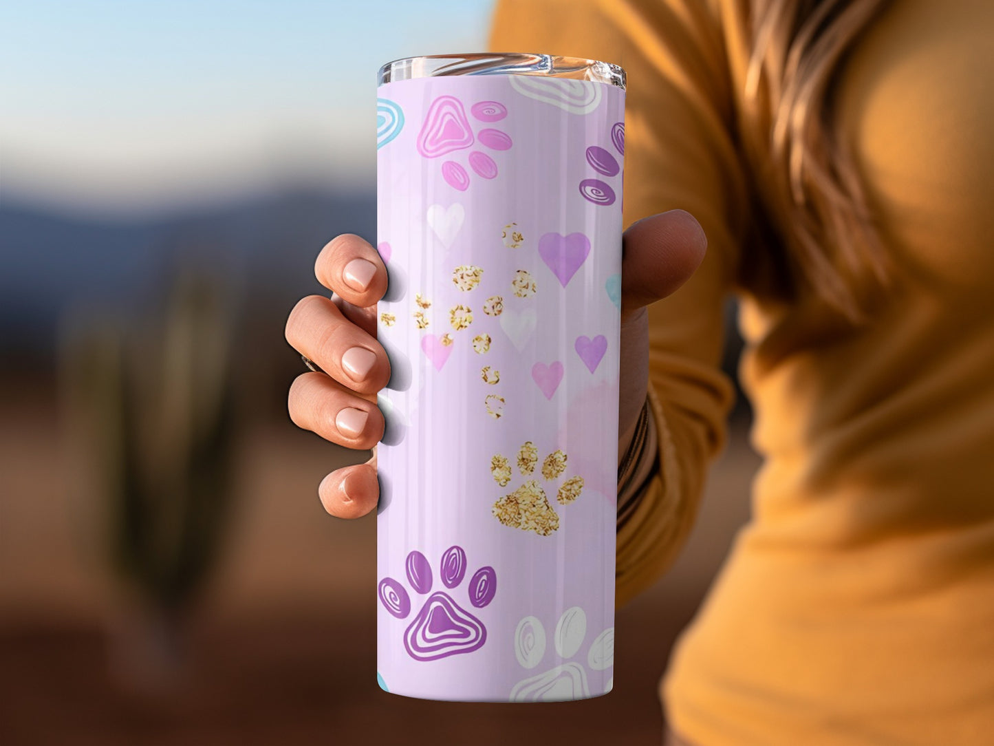 Colorful Paw and Heart Design Tumbler Perfect Gift Idea